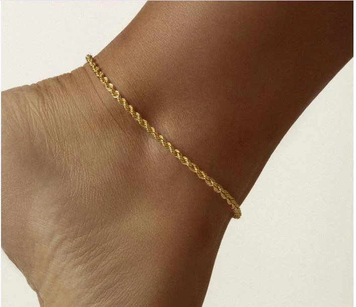 Gouden gedraaide enkelketting Roestvrij staal 3088 voor € 9,99 – photo 2